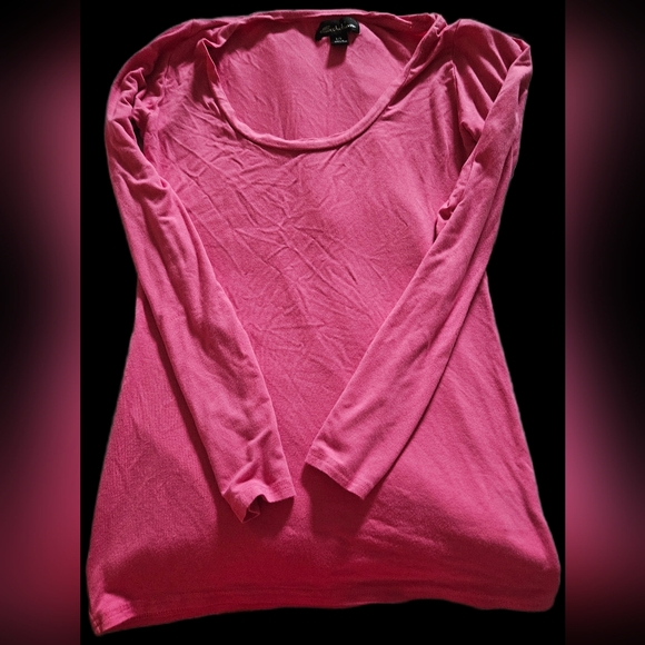Seductions Tops - Pink Long Sleeve Scoop Neck Top
